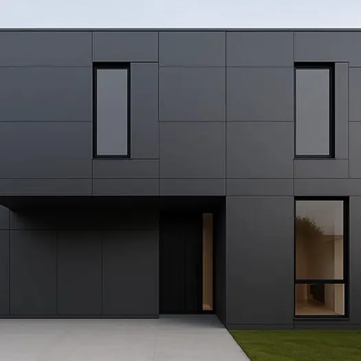 Matte dark composite cladding on a modern frontage