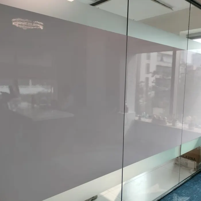 Frosted band running across a glazed office wall