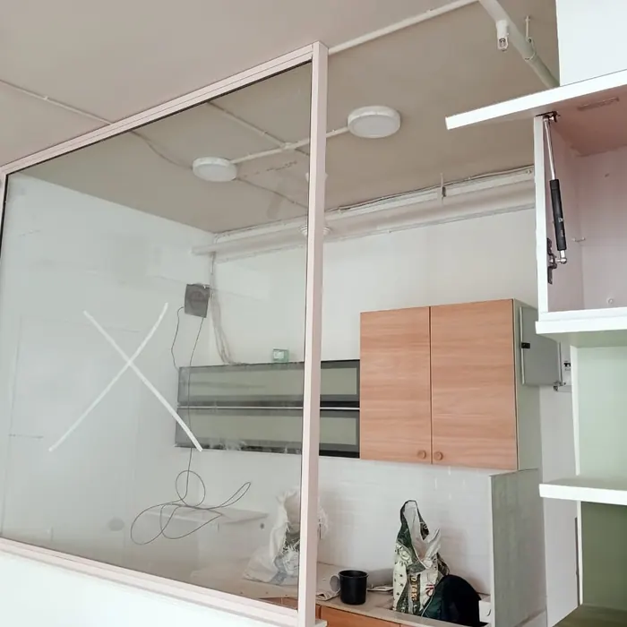 Clear glazed partition before film is applied